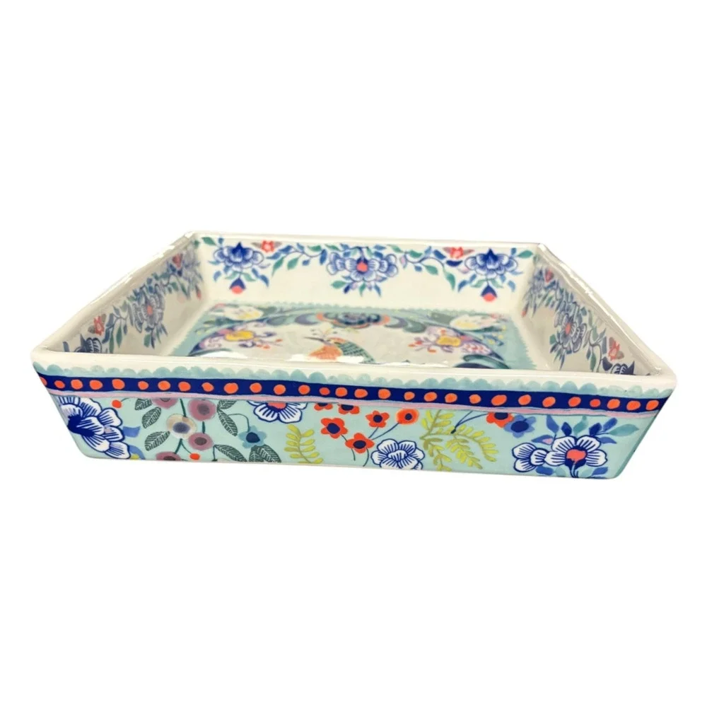 Anthropologie Marcille Bird Floral Square Baking Brownie Pan Retired